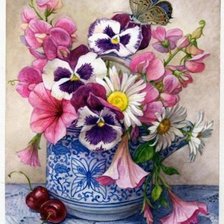 Схема вышивки «букет с фиалками»