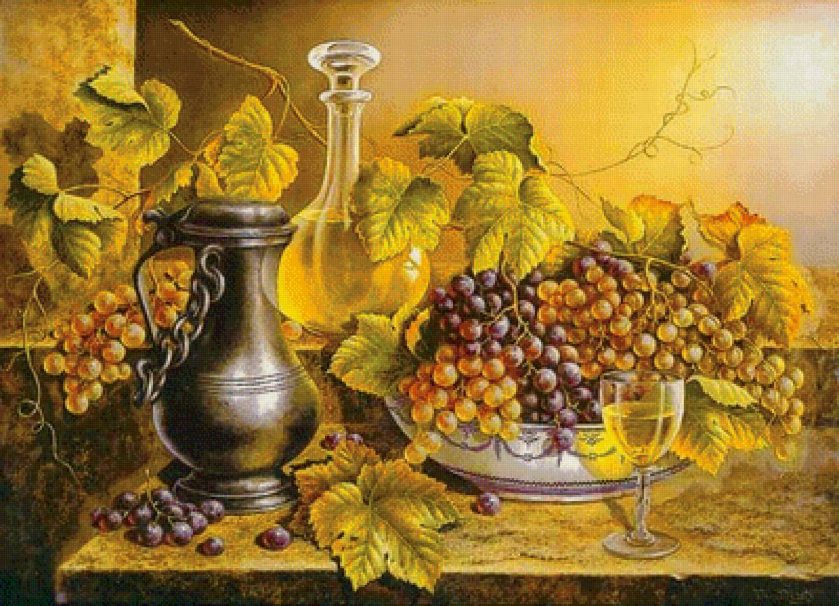 виноградный натюрморт - натюрморт, пейзаж, живопись - предпросмотр