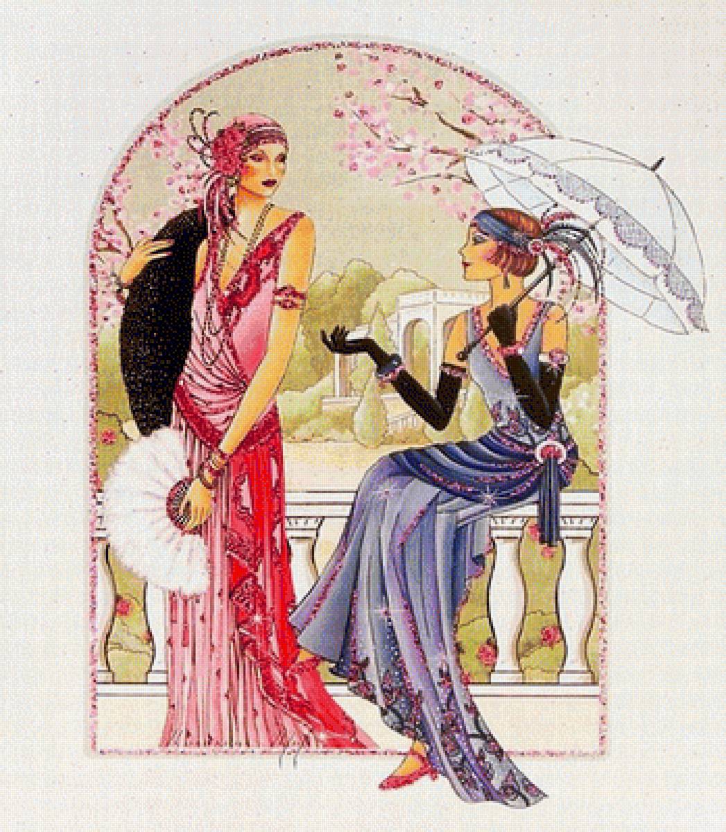 дамы - люди, картина, живопись - предпросмотр