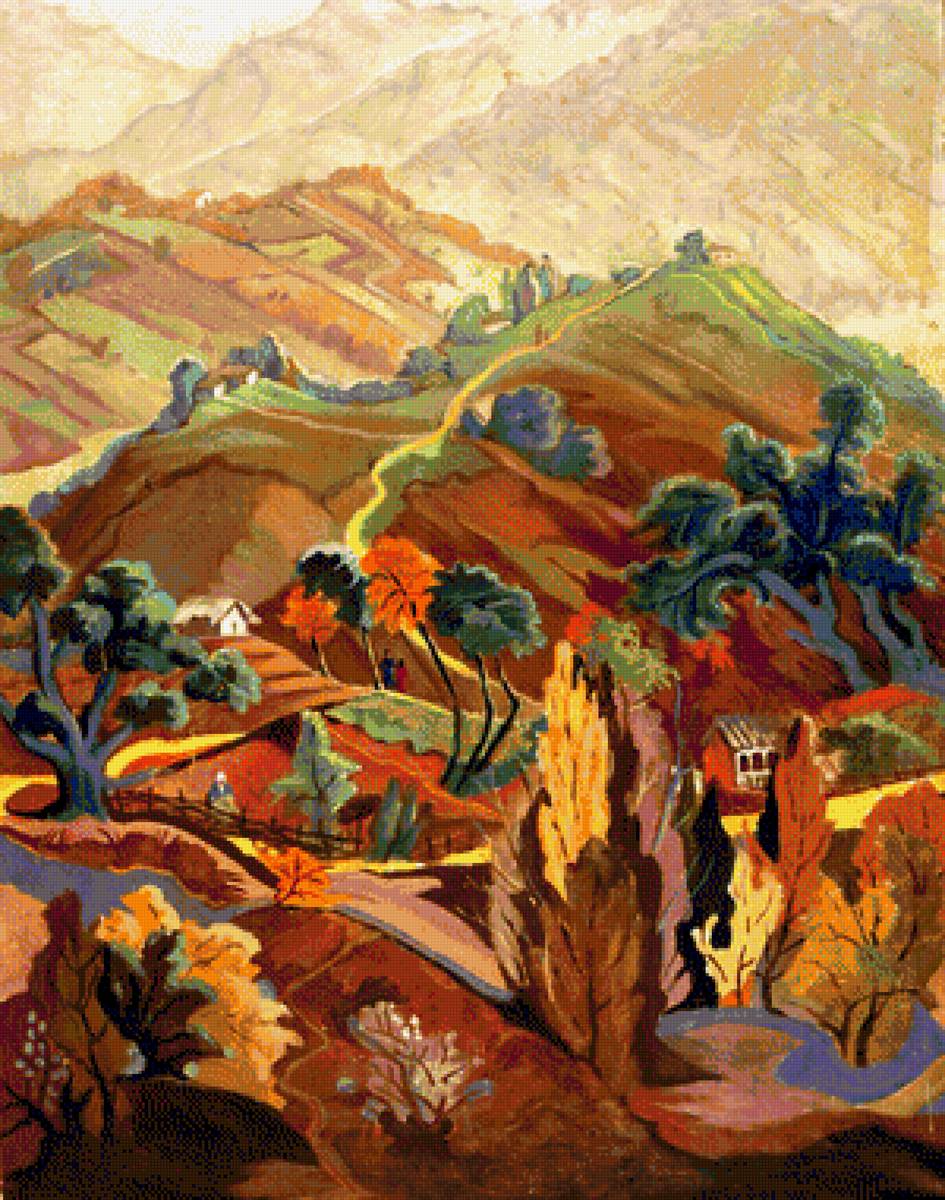 Осенний пейзаж - пейзаж, осен, живопись - предпросмотр