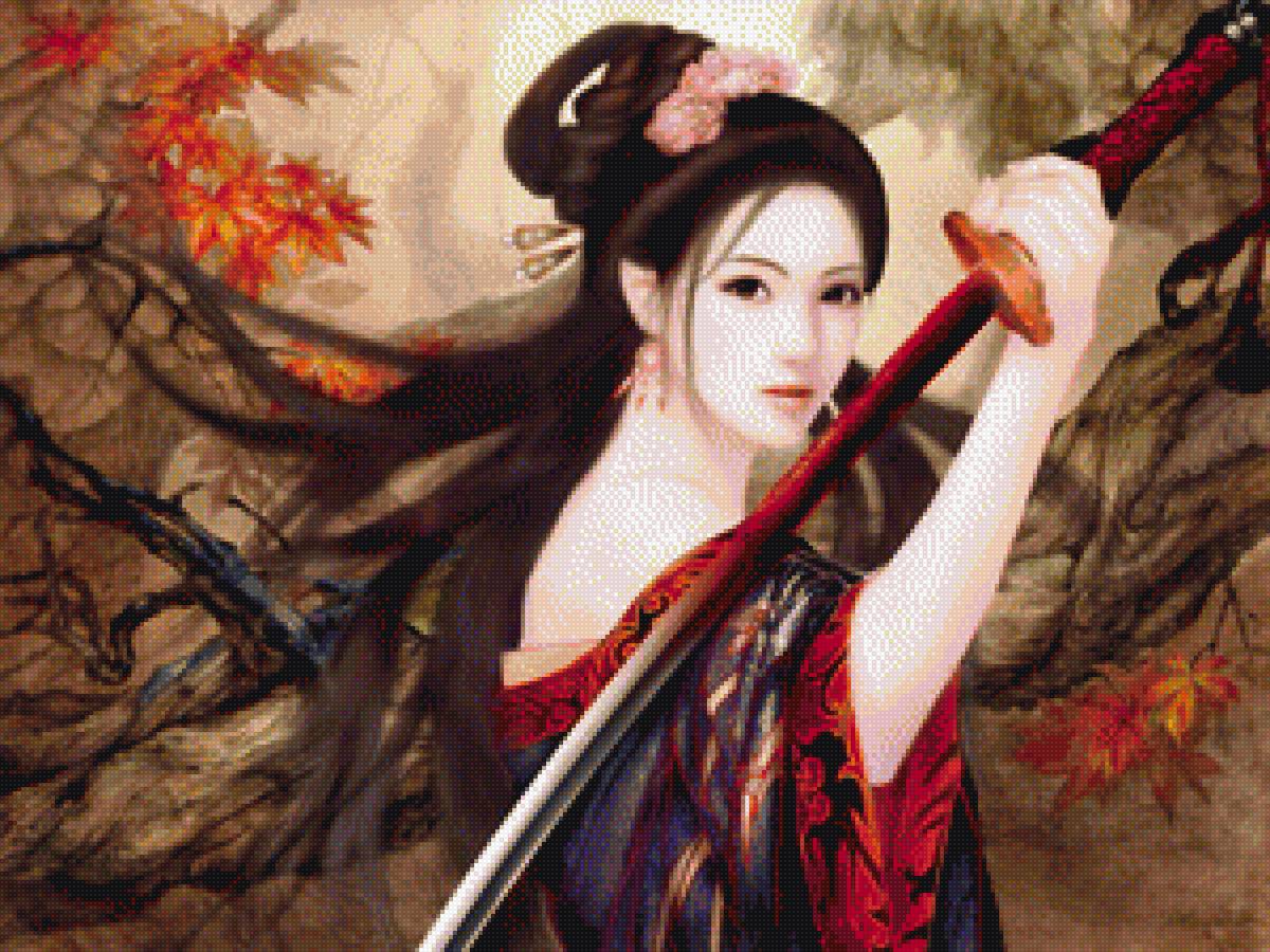 Японка с мечем - девушка, японка, меч - предпросмотр