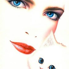 Схема вышивки «женщина и кошка»