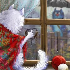 Схема вышивки «Влюбленные коты»