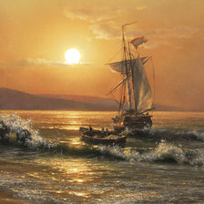 Схема вышивки «КОРАБЛЬ  В  ЛУННУЮ  НОЧЬ»