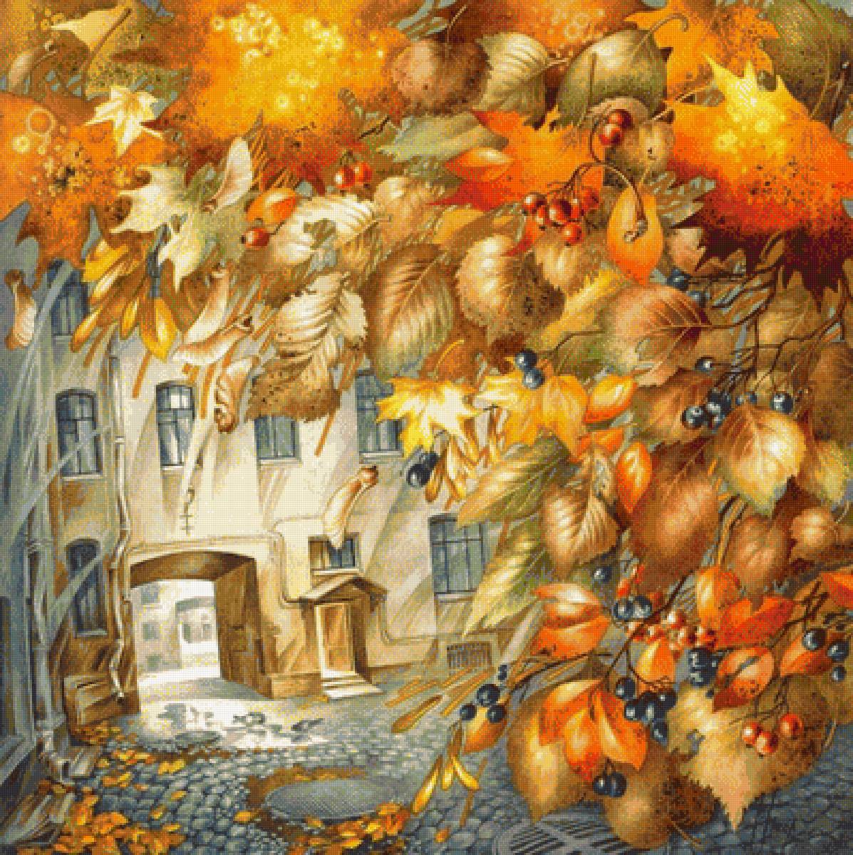 Дворик - городской пейзаж - предпросмотр