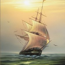 Схема вышивки «парусник, море»