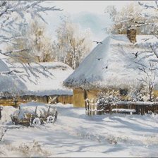 Схема вышивки «zima na wsi»