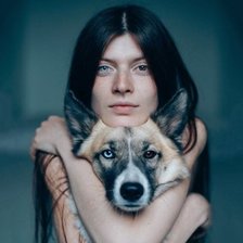 Схема вышивки «Девушка с собакой»