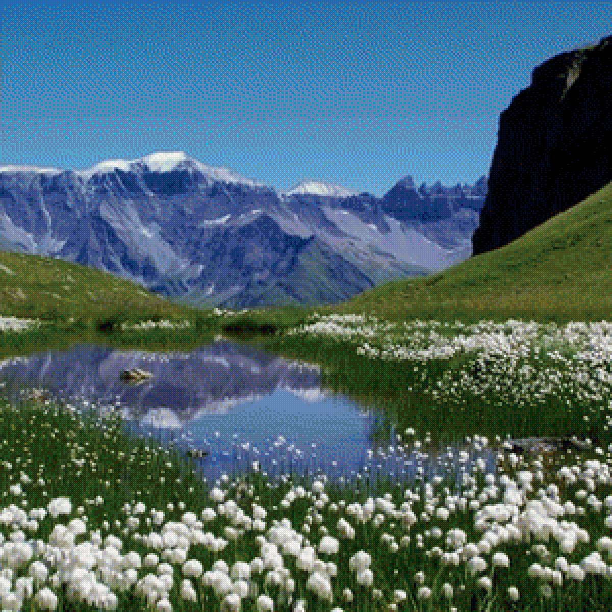 Горное озеро - озеро, лодка, горы - предпросмотр