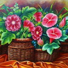 Схема вышивки «цветы в корзине»