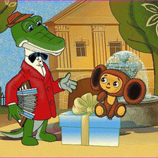 Схема вышивки «Крокодил Гена и чебурашка»