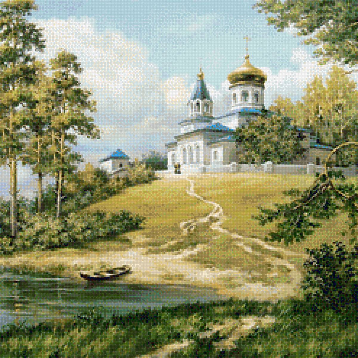 храм на холме - река, берег, лето, храм - предпросмотр