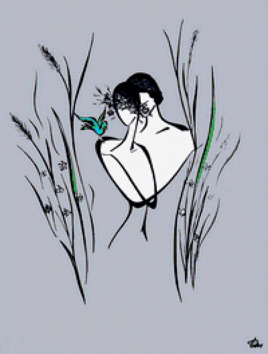 Тайная встреча. - двое, графика - предпросмотр