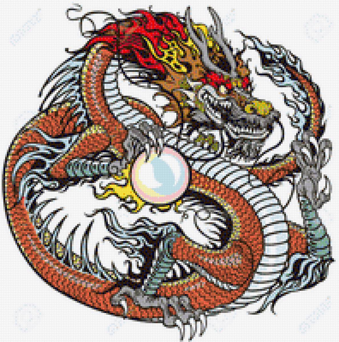 дракон с жемчужиной - дракон, жемчужина - предпросмотр