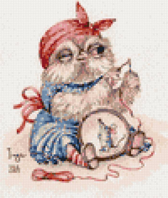 вышивальщица - совки, вышивка крестом - предпросмотр