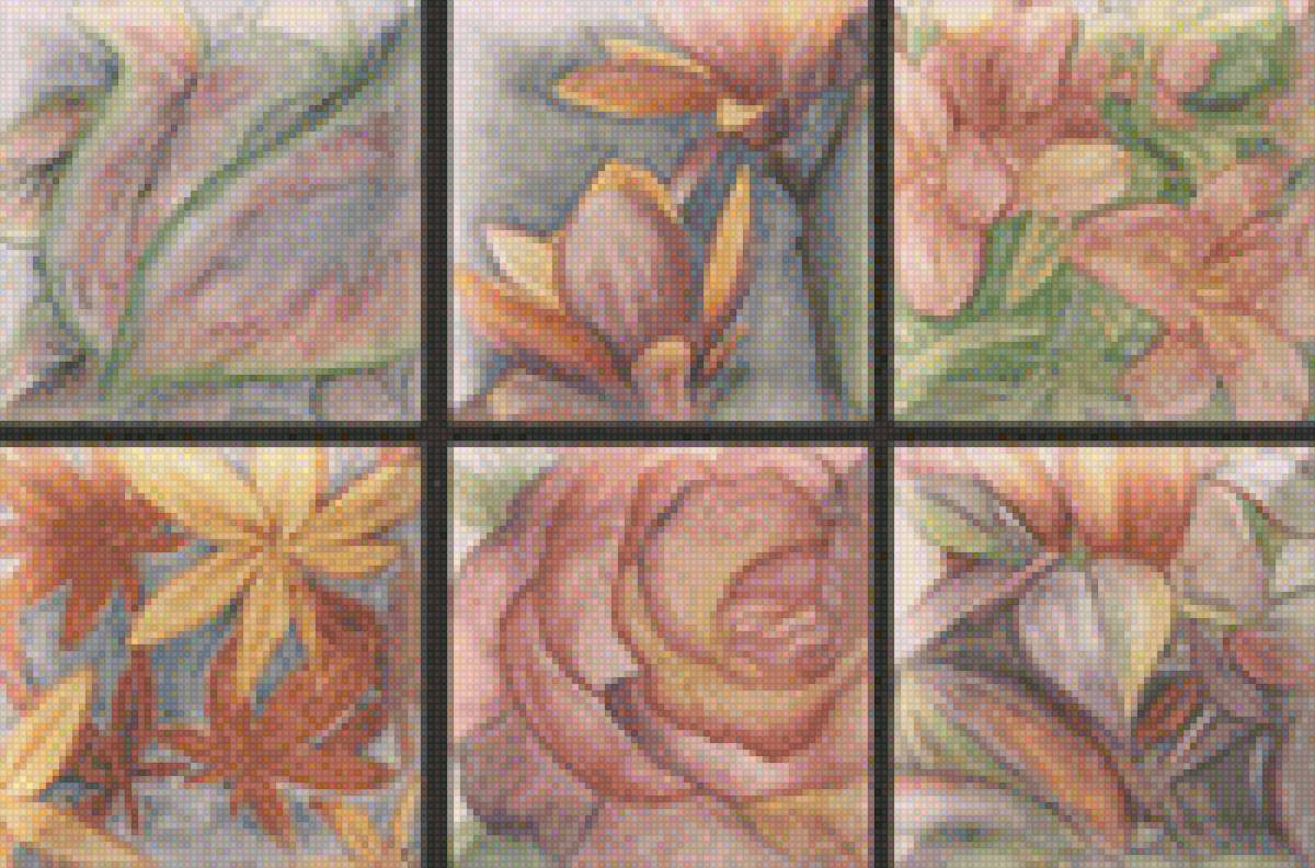 Цветочный узор - плитка, узор, цветы - предпросмотр