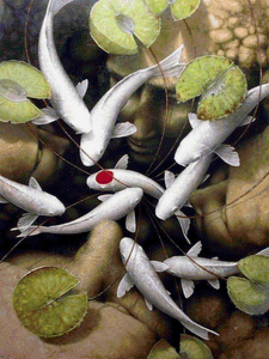 Карпы кои - статуи, пруд, кои, карпы - предпросмотр