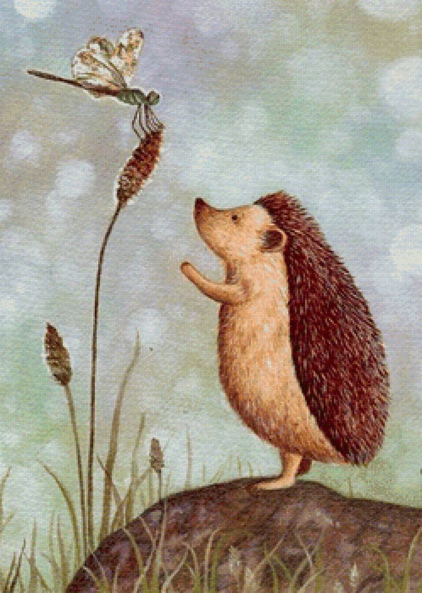 Ёжик и срекоза - стрекоза, ежик - предпросмотр