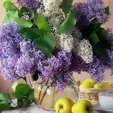 Схема вышивки «Сирень и яблоки»