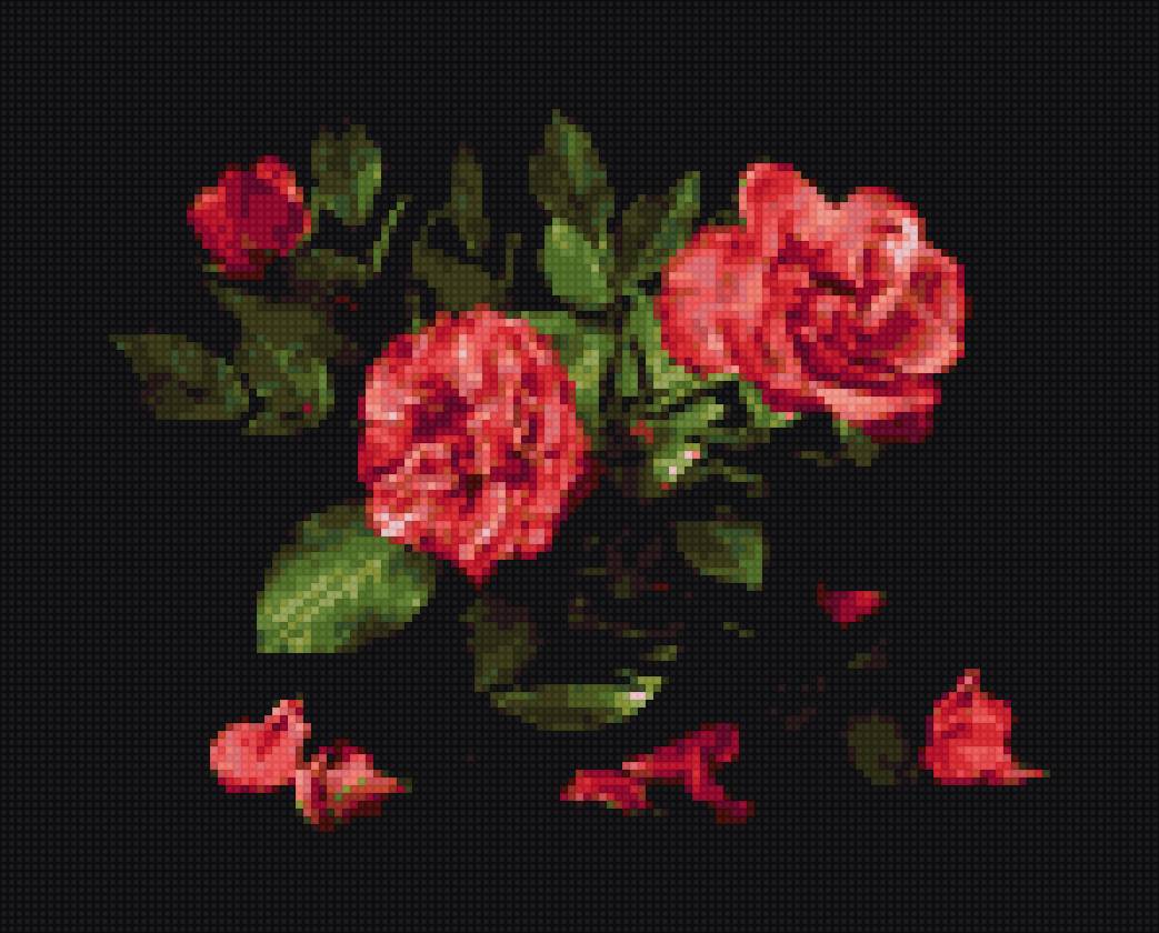 Натюрморт из роз на черном фоне - натюрморт розы розовые черный фон - предпросмотр