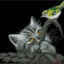 Схема вышивки «котенок в лукошке»