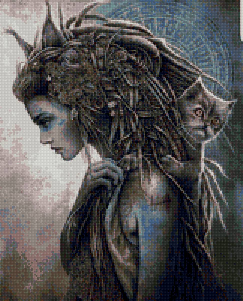 Девушка с дредами - красивая деву, девушка и кот, девушка с котом, девушка с дредами - предпросмотр