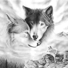 Схема вышивки «волки»