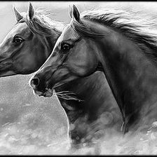 Схема вышивки «кони»