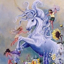 Схема вышивки «Единорог с эльфами»