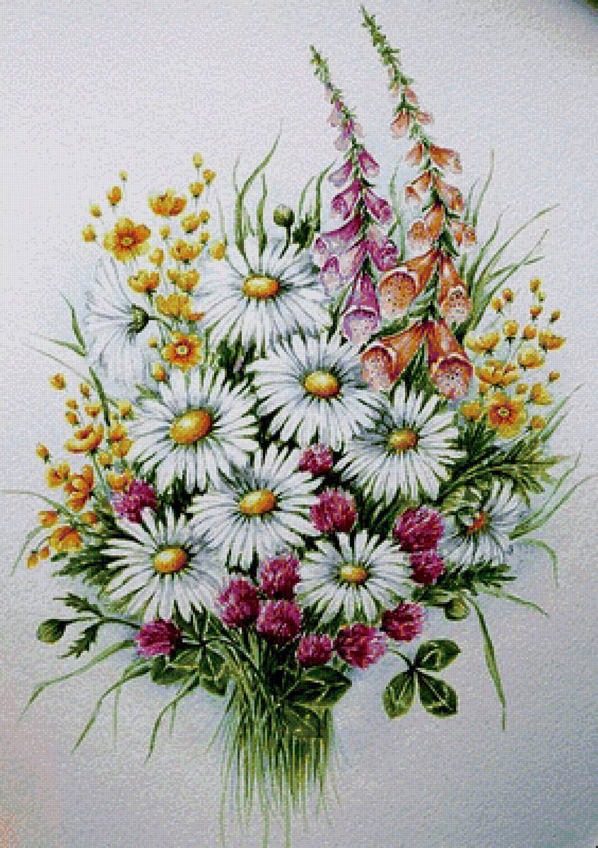 Букетик - колокольчики, ромашки, цветы - предпросмотр