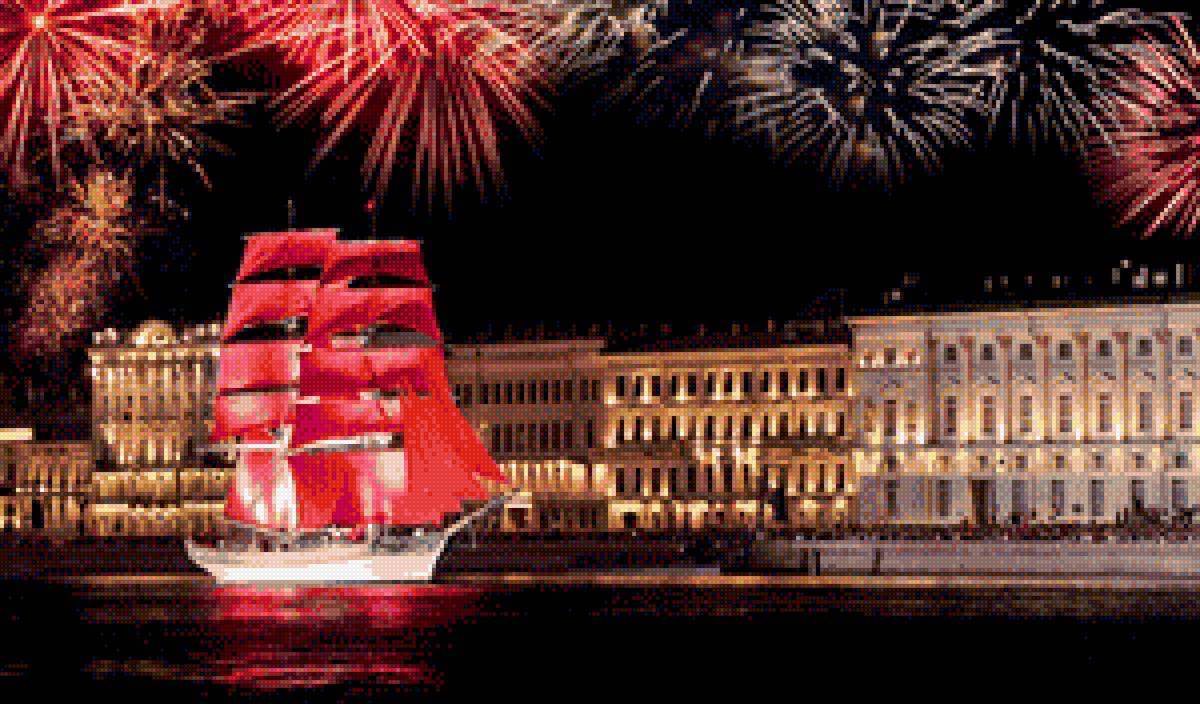 Алые паруса Дворцовая набережная - петербург, салют, корабль, алые паруса, дворцовая набережная - предпросмотр