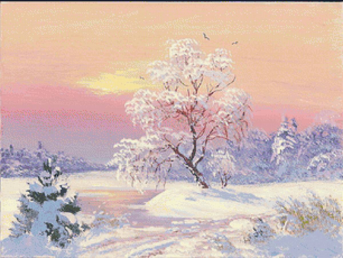 Морозное утро - утро, пейзаж, лес, зима - предпросмотр