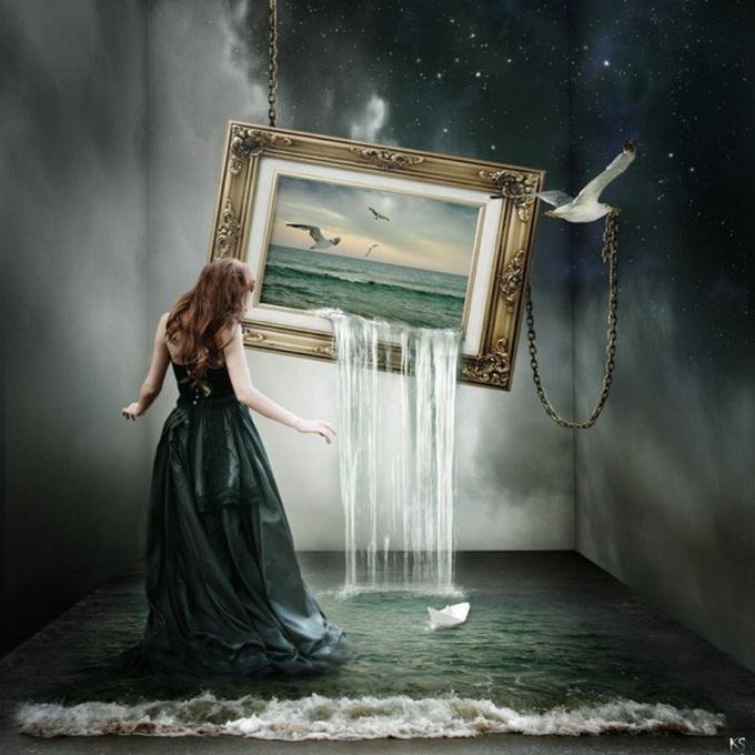 Мир внутри - море, картина, девушка - оригинал