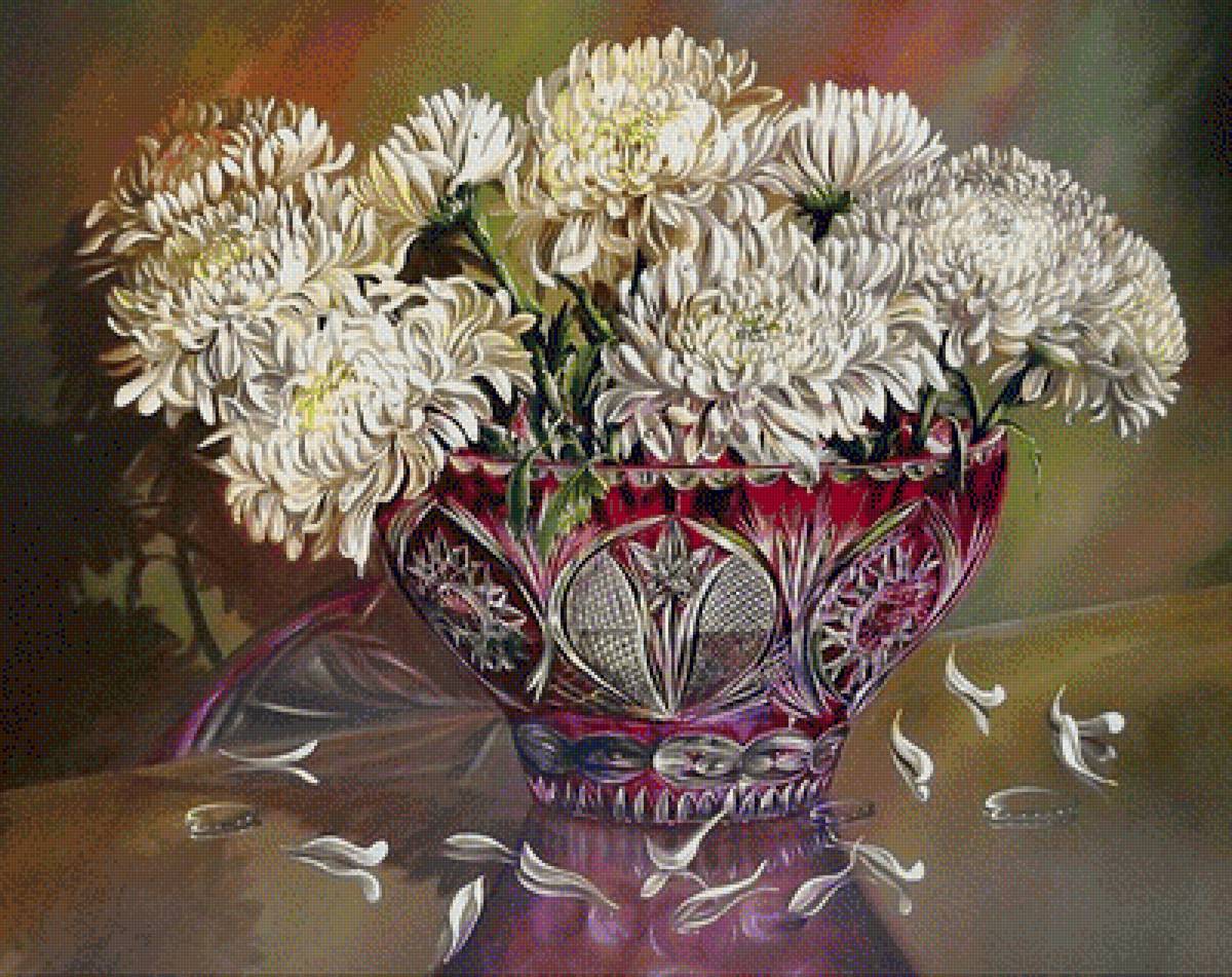 Букет в вазе - вышивка крестом - предпросмотр