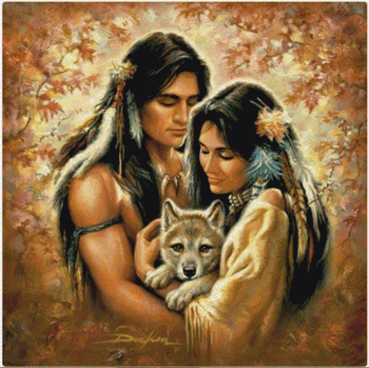 пара с волчёнком-2 - пара осень волк - предпросмотр