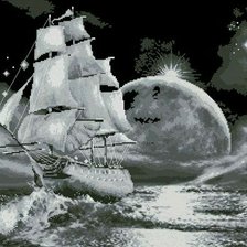 Схема вышивки «шхуна,шторм»