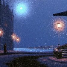 Схема вышивки «зимний город, Денис Нолет»