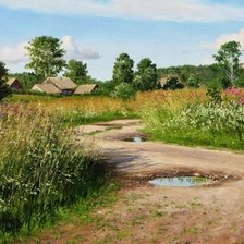 Схема вышивки «деревенская дорога»