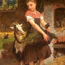 Схема вышивки «девочка  с козой»