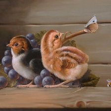 Схема вышивки «Цыплята и виноград»