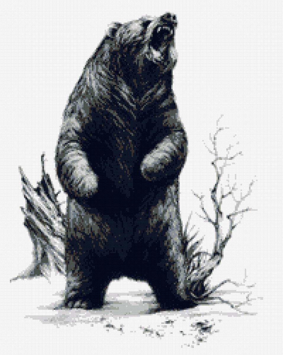 мишка в стойке - медведь - предпросмотр