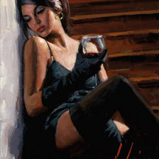 Схема вышивки «девушка с бокалом»