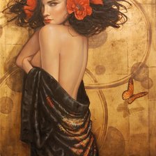 Схема вышивки «девушка с маками»