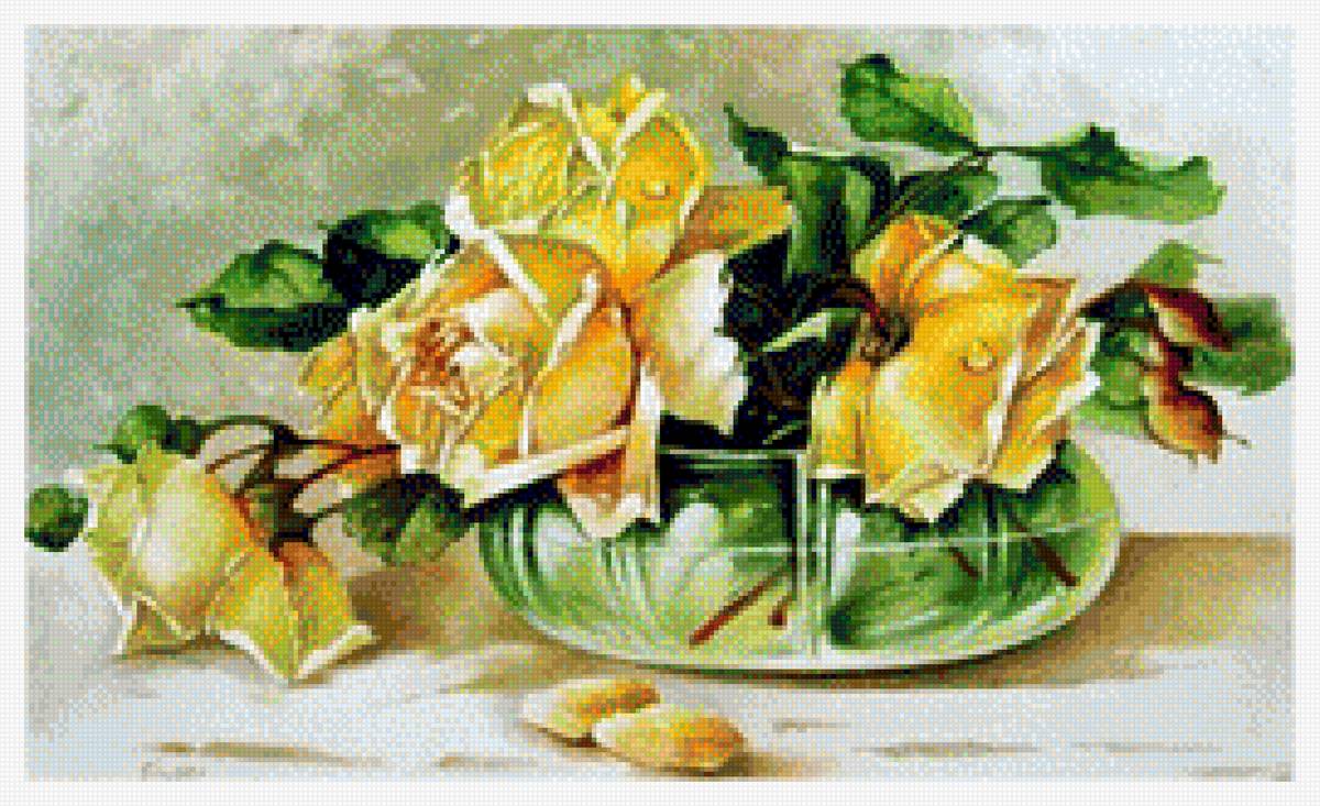 Розы - вышивка крестом - предпросмотр