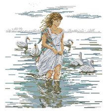 Схема вышивки «девушка и лебеди»