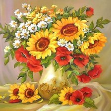 Схема вышивки «натюрморт с подсолнухами»