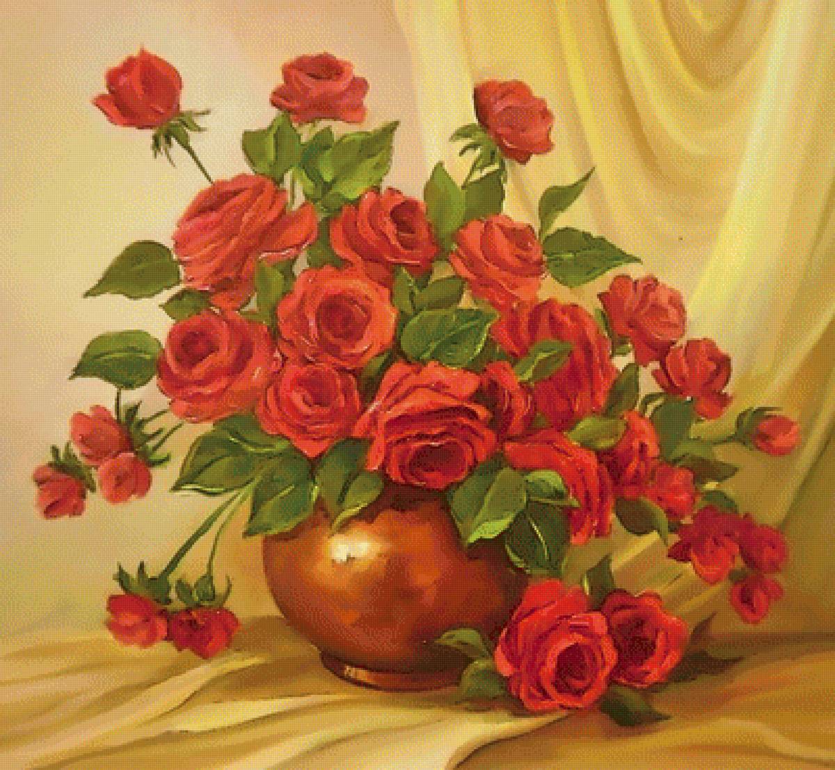 розы в вазе - розы - предпросмотр
