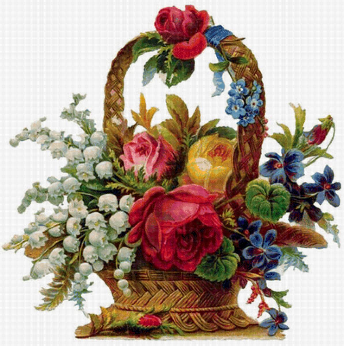 карзина цветов - композиция, цветы - предпросмотр