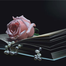 Схема вышивки «Роза с жемчугом»