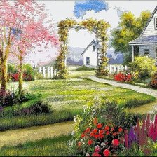 Схема вышивки «Живописный дворик»